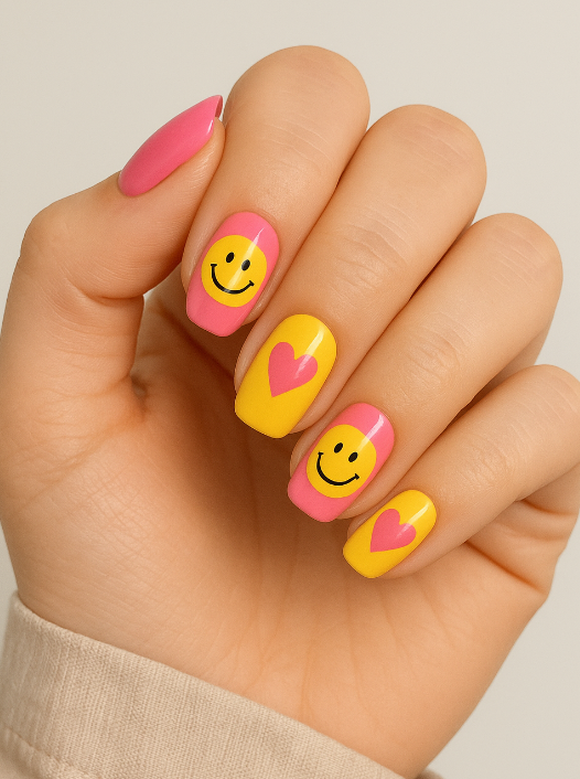 pink and yellow nails
