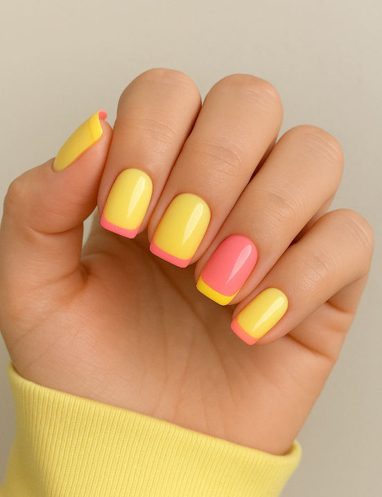pink and yellow nails