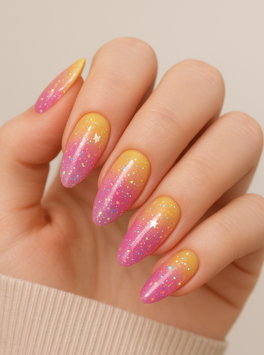 pink and yellow nails