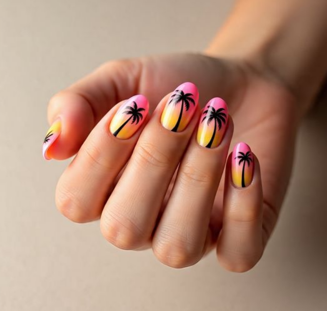 pink and yellow nails