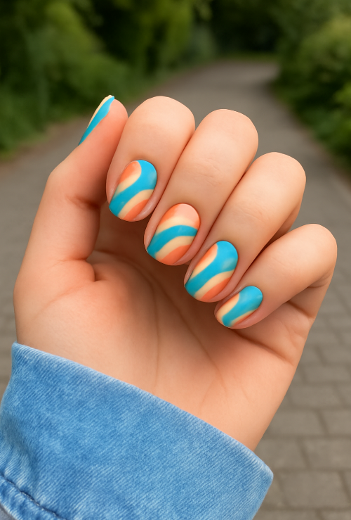 blue and orange nails