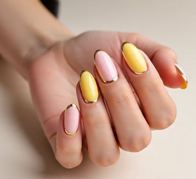 pink and yellow nails