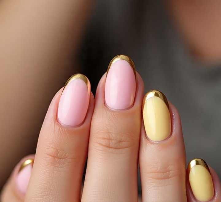 pink and yellow nails