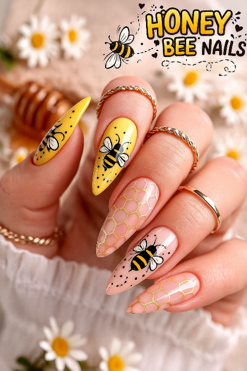 pink and yellow nails