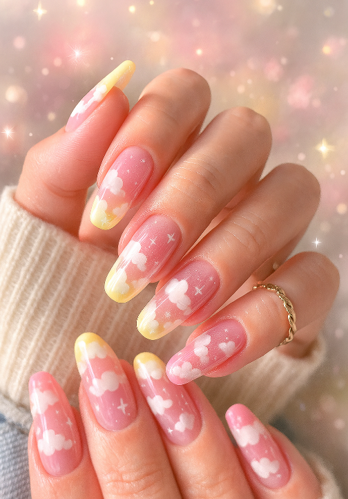 pink and yellow nails