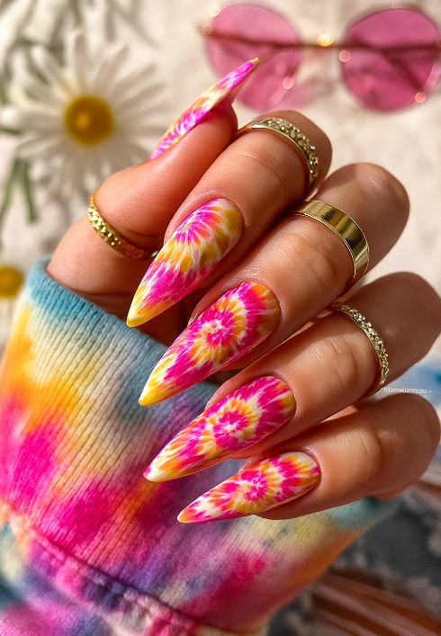 pink and yellow nails