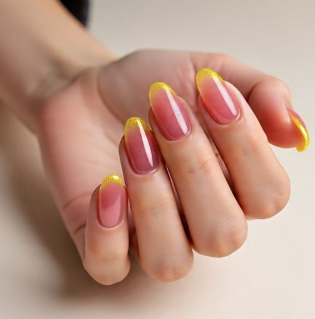 pink and yellow nails