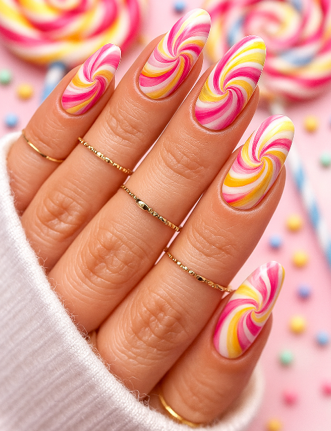 pink and yellow nails