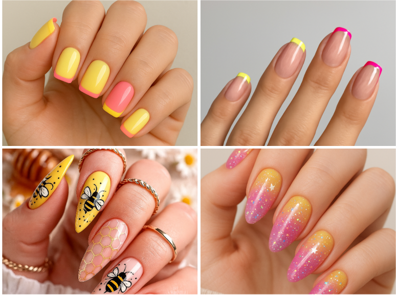 pink and yellow nails
