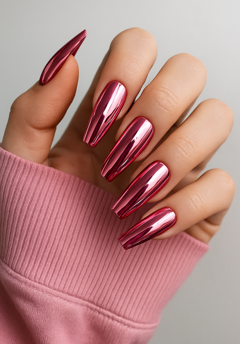 pink and silver nails