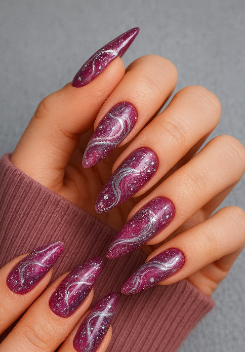 pink and silver nails