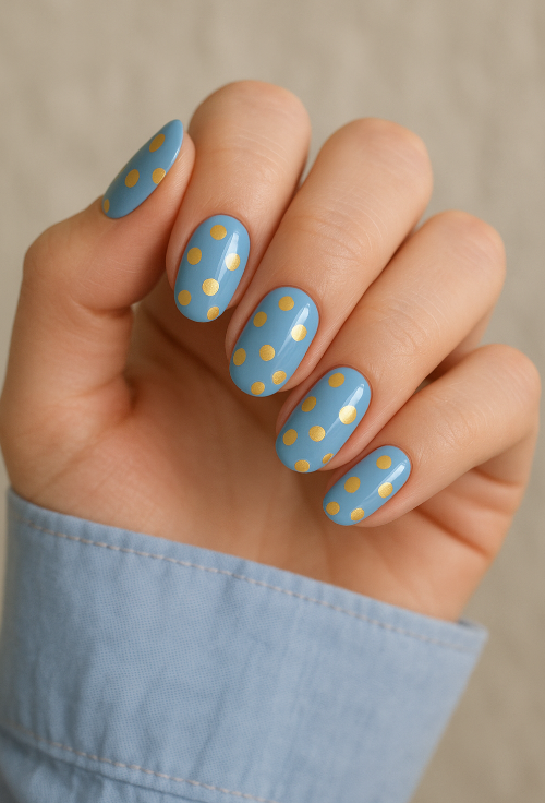 blue and gold nails