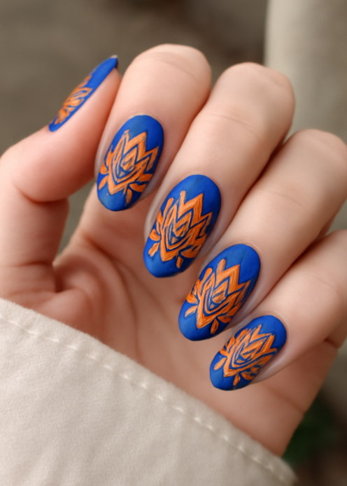blue and orange nails