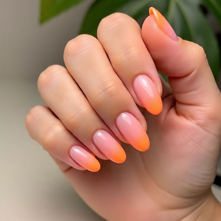 pink and orange nails