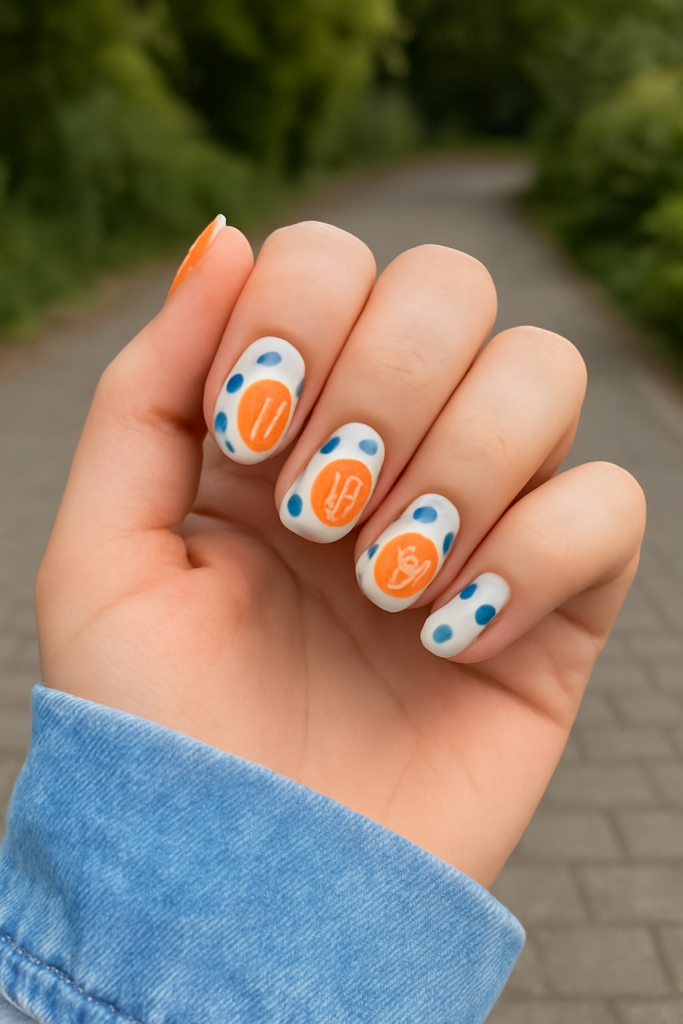 blue and orange nails