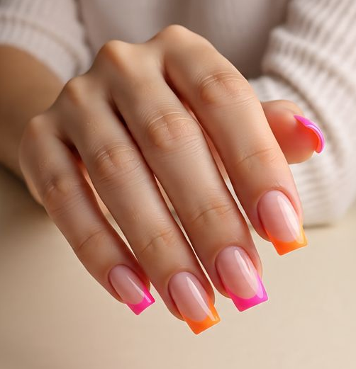 pink and orange nails