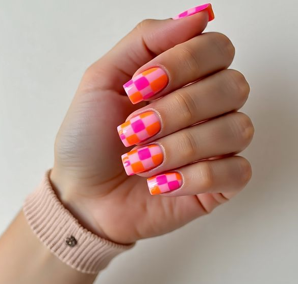 pink and orange nails