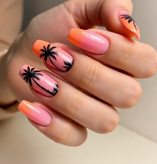 pink and orange nails