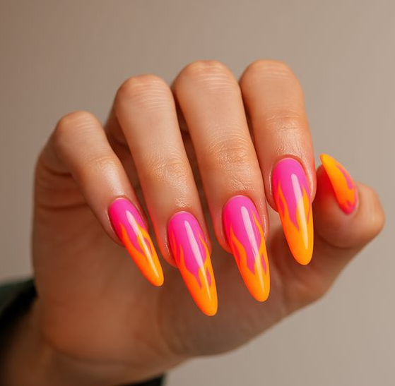pink and orange nails