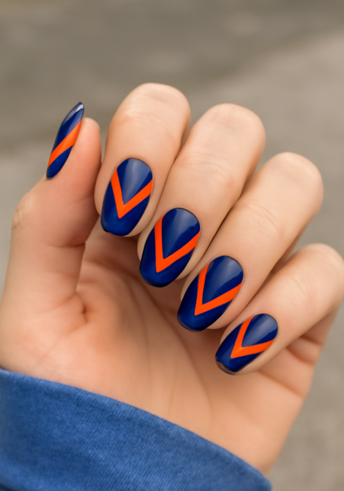 blue and orange nails
