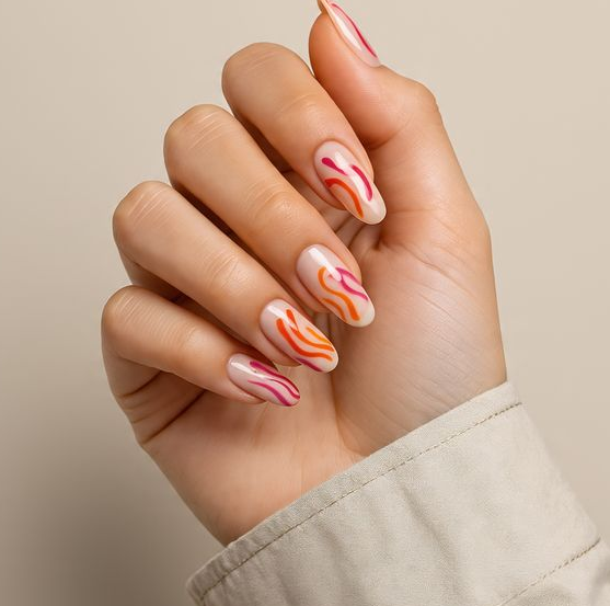 pink and orange nails