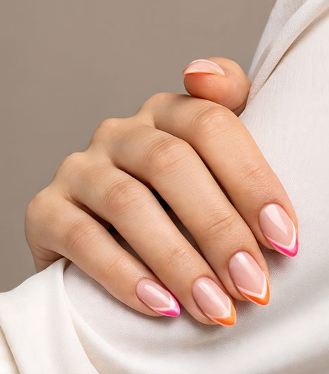 pink and orange nails