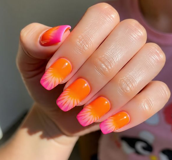 pink and orange nails