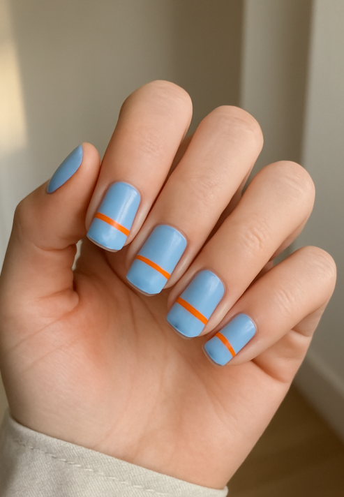 blue and orange nails