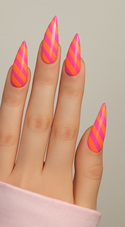 pink and orange nails