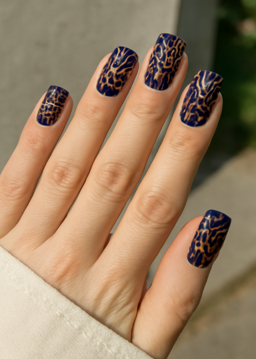 blue and orange nails