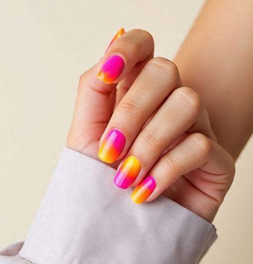 pink and orange nails