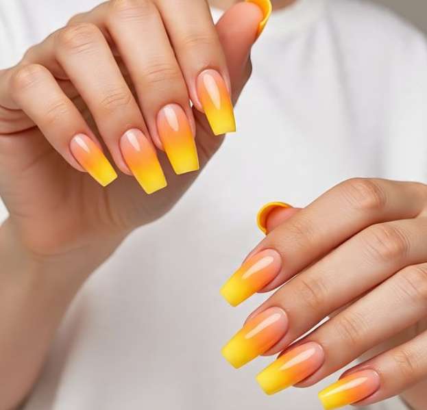 orange ombre nails