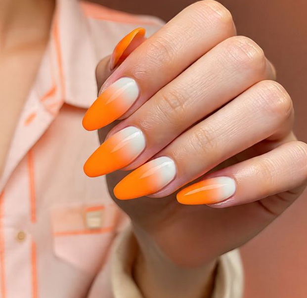 orange ombre nails