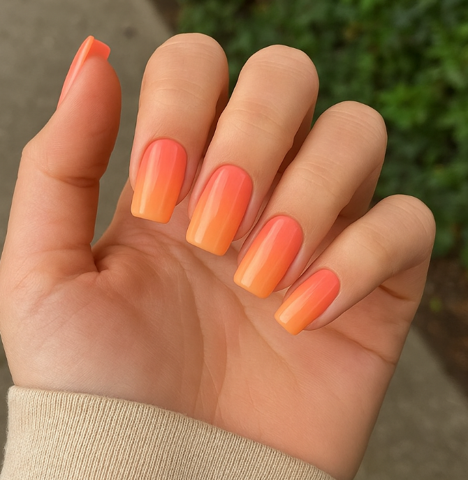 orange ombre nails