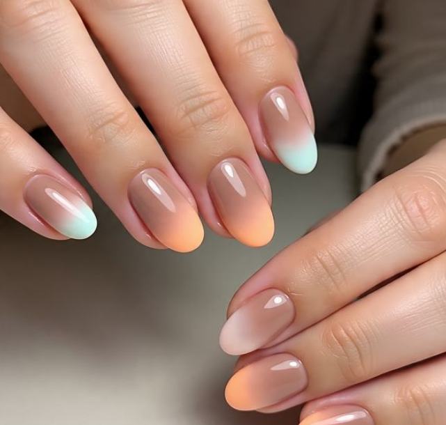 orange ombre nails