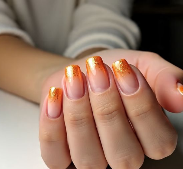 orange ombre nails