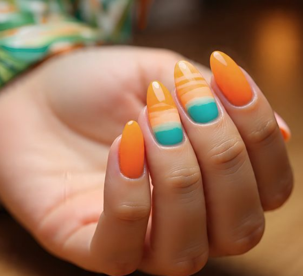 orange ombre nails