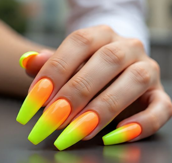 orange ombre nails