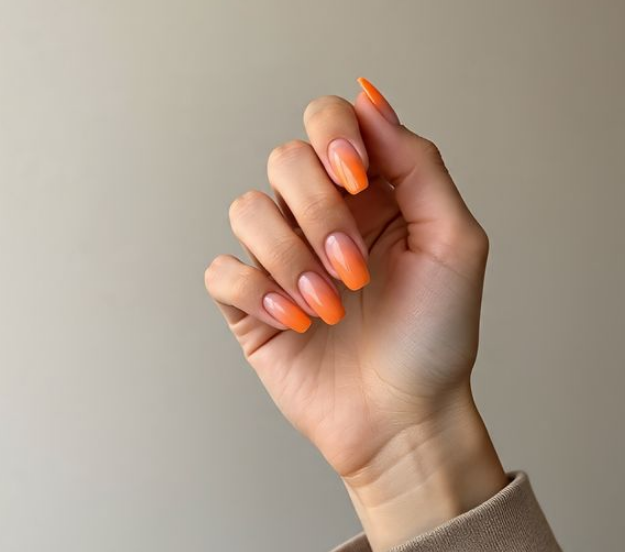 orange ombre nails