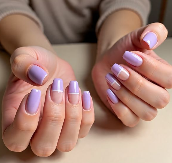 lavender french tip nails
