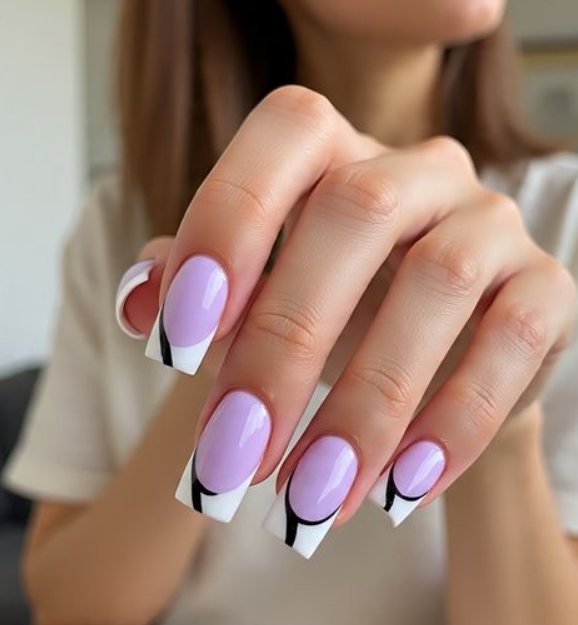 lavender french tip nails