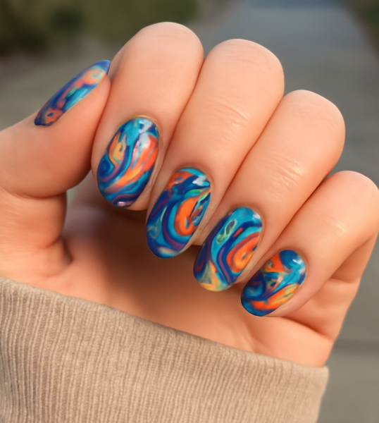 blue and orange nails