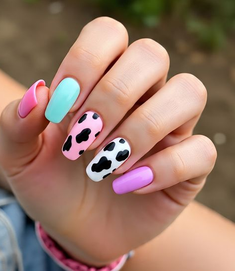 cow print nails