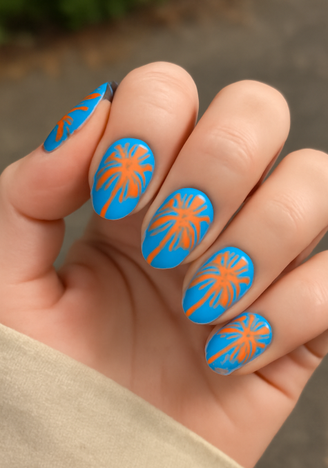 blue and orange nails