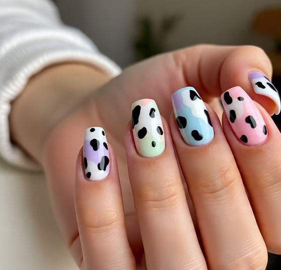 cow print nails