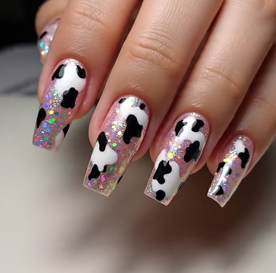 cow print nails