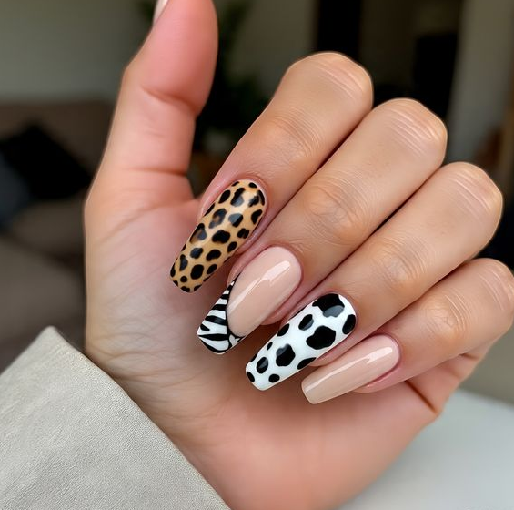 cow print nails