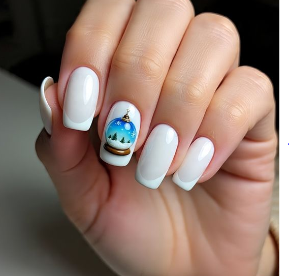 white french tip christmas nails