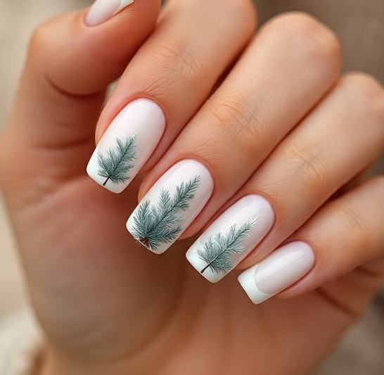 white french tip christmas nails