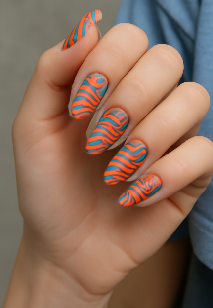 blue and orange nails